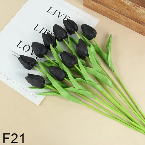 Actie Tulp Tulpen 33cm bundel Zwart F21/ Bundel +/-10st Tulpen Real Touch Foam