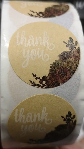 500 Stickers Labels Rol Thank You Vintage bloemen rol kraft etiketten