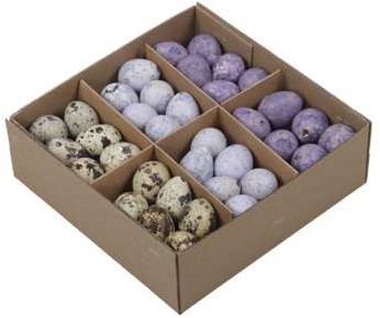 Kwarteleitjesmix Lila Doos 72 stuks Kwartel eitjes uitgeblazen voor decoratie