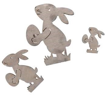 Houten Haasjes 3 maten grijs 3/5/7 cm / +/- 20st Houten Paashaasjes