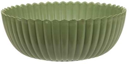 Bowl Schaal met ribbels  Poeder Soft Green 20*7.5 cm schaal, fruitschaal