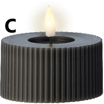 Ledkaars Led Waxinelicht Theelicht Max Wax Antraciet ribbel per stuk 7.5cm*6.5cm Ledcandle vlameffect warmwit voor bloemschikken en decoratie