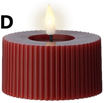 Ledkaars Led Waxinelicht Theelicht Max Wax Rood ribbel per stuk 7.5cm*6.5cm Ledcandle vlameffect warmwit voor bloemschikken en decoratie