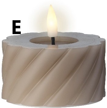 Ledkaars Led Waxinelicht Theelicht Max Wax Beige streep per stuk 7.5cm*6.5cm Ledcandle vlameffect warmwit voor bloemschikken en decoratie
