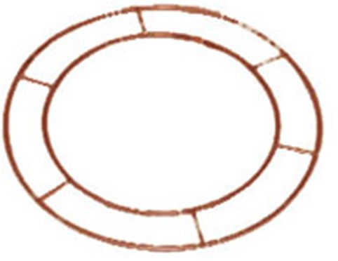 Metalen frame, WIRE RINGS 14 INCH OPEN! Metalen frame, koperkleur