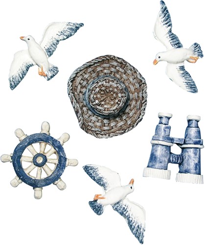 Maritiem, Polyresin Wrakhout, 2-4 cm, zakje 3 stuks Polyresin strooideeltjes: