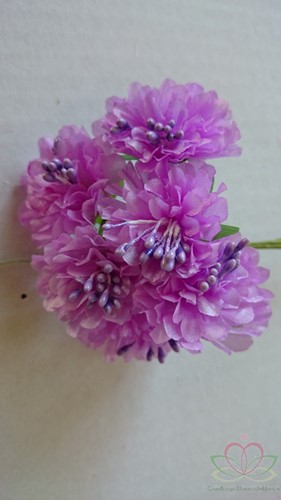 Anemoon, Papaver Gevuld 3 cm. op draad Pak +/- 60 stuks. LILA Gevulde Papaver