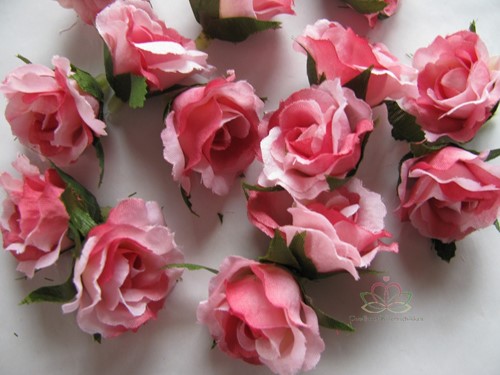 Roosjes 3 cm. Zijde Best Quality Pink Bicolor10 st Roos zijdebloem