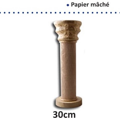 Zuil Papiermache‚ rond, 30cm hoog. Zuil Papiermache