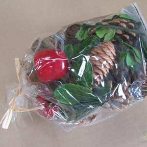 Herfstmix dennenappel deco mix Naturel/Rood