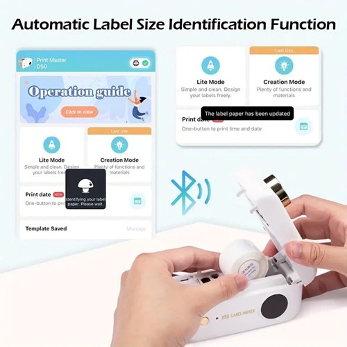Labelprinter Groene Phomemo D50 Labelmaker 20-24mm incl software met diverse sjablonen / st Print labels vanaf je pc, tablet of telefoon EN zonder inkt