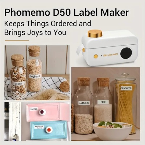 Labelprinter Groene Phomemo D50 Labelmaker 20-24mm incl software met diverse sjablonen / st Print labels vanaf je pc, tablet of telefoon EN zonder inkt