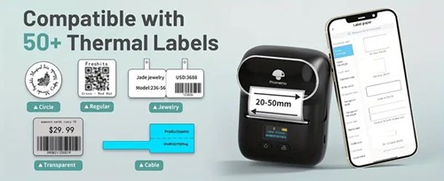 Labelprinter Phomemo M110 Labelmaker incl software en gratis startrol / st Print labels vanaf je computer, tablet of telefoon EN zonder inkt