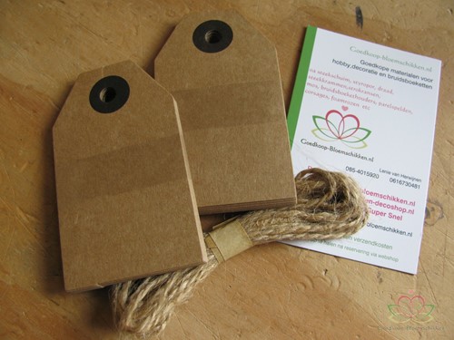 Labels en Jute, 4,5x7,5cm , zak 20st Tags and Jute