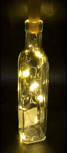 LED fleskurk Wijn stop kurk warmwit "kurk" 10led 1m Ledlichtjes op batterij voor fles of decoratie