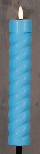 LEDFAKKEL Solar Anna's Collection LED kaars met timer Pastel Blauw Swirl  21x4 cm - op 76 cm Stick H 97cm /st 