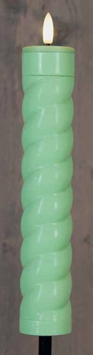 LEDFAKKEL Solar Anna's Collection LED kaars met timer Pastelgroen Mintgroen Swirl  21x4 cm - op 76 cm Stick H 97cm /st 