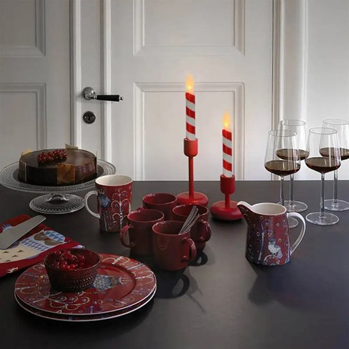 LEDkaars Roodwit gestreept candy /st Ledcandle