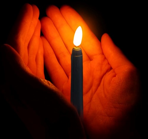 LEDkaars Taupe Warmwit / stuk realitische fonkelende vlam voor