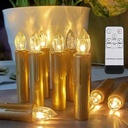 LEDkaarsen 10 st met afstandsbediening en timer goud de Luxe voor binnen en buiten, boom,  tuin of raam