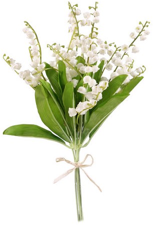 Lelietje van Dalen 32cm LILY OF THE VALLEY bundel WHITE zijde bloemenen