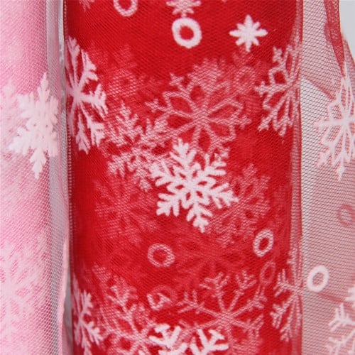 Lint organza Tule met Sneeuwvlokken 15cm br 10 yard Blue kobalt 