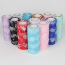Lint organza Tule met Sneeuwvlokken 15cm br 10 yard rood 