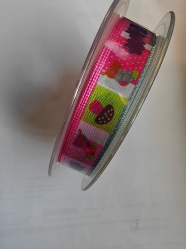 Patchwork Christmas Ribbon In 16mm rol 20m bedrukt lint