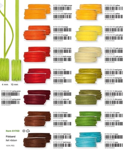 Viltlint  4mm* 15 meter rol - aqua 34 