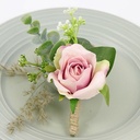 Luxe Corsage, corsage van Zijdenroos Roze groen passend bij 024593 Schitterende kwaliteit Boutonnière op pinclip met speld