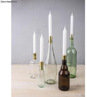 Maak van je fles een kandelaar Zilver  2,2/1,8x5cm set van 2 nog foto excl decoraties