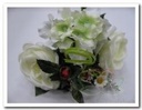 Mini boeketje Roos Hortensia Wit/rood Zijde 