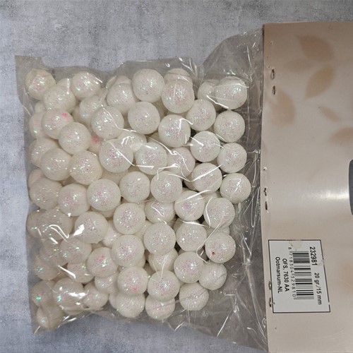 Mini deco balls, 15mm decobolletjes 20 gram Wit 