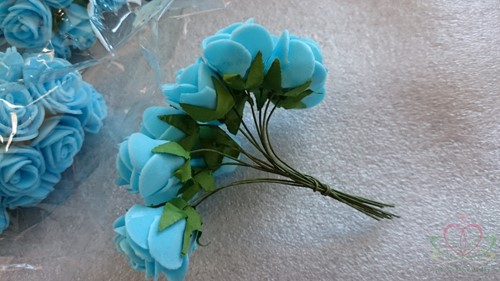 Mini foam roos 2,5 cm Blue Blauw ca. 144st zak voor corsage en bloemschikken