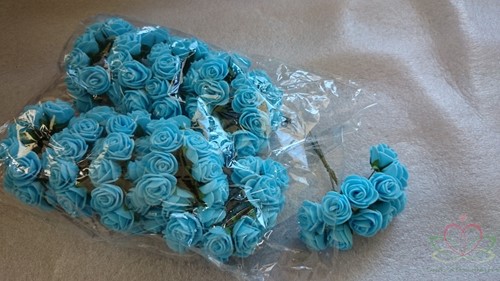 Mini foam roos 2,5 cm Blue Blauw ca. 144st zak voor corsage en bloemschikken