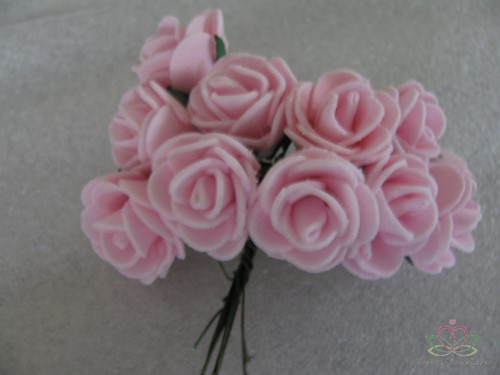 Mini foam roos 2,5 cm Zachtroze ca. 144st zak voor corsage en bloemschikken