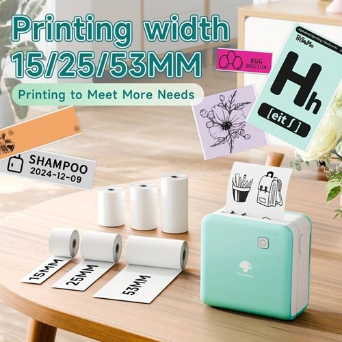 Mini Fotoprinter zwartwit Labelprinter Labelmaker WIT Phomemo M02PRO 300DPI incl software / st 