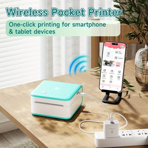 Mini Fotoprinter zwartwit Labelprinter Labelmaker WIT Phomemo M02PRO 300DPI incl software / st 