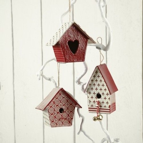Mini vogelhuisjes, h7 cm , 6stuks 