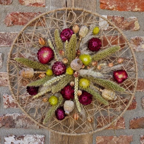 Metalen ring met Jute Web frame 30cm Flowerhoop Basis voor bv droogbloemen