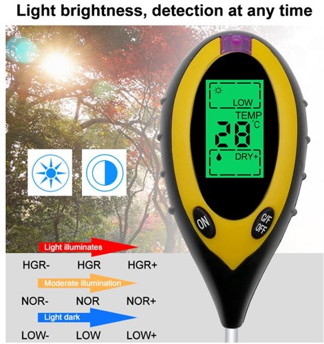 4 in 1 meetinstrument Meet zonlicht, vocht, PH waarde, temperatuur hulp voor zaaien en stekken