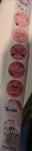 Sluitstickers 500 Labels Rol Roze div Thanks Thankyou Etiket Sluitsticker