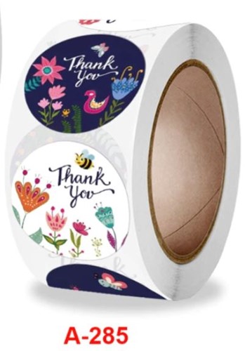 Sluitstickers 500 Labels Rol Thank you Vrolijk Etiket Sluitsticker