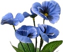 Viool Viooltje Zijden bloem Blauw Linksboven op foto, dia7.5cm H.18cm / stuk 