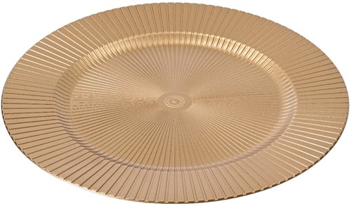 Onderbord Goud 33 cm Geribbeld rond / st schaal bloemschikken