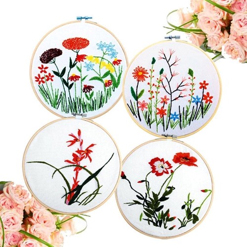 Bamboe ring Borduurring Flowerhoop met stelschroef 13 cm /stuk Bamboo bloemenring