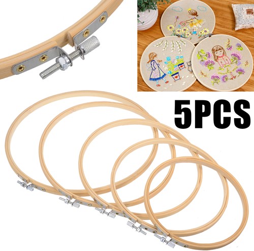 Bamboe ring SET 5 maten Borduurring Flowerhoop 15-26 cm /set Bamboo bloemenring verstelbaar