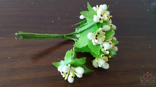 Besjes, blad, meeldraden FROSTED RoomWit bundel 10 st voor Scrapbook/corsage