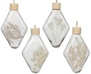 Ornamenten Transparant met droogbloemen 7*3*14cm set van 4 verschillende 