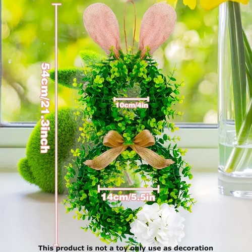 Paasdecoratie deurdecoratie Paashaas krans met oren met kunstbuxus